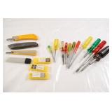 Assortment of Utility Knives and Screwdrivers