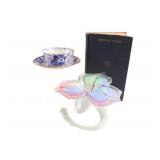 VTG Hardcover Book, Swirl Dish & Tea Cup Set