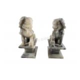 VTG Chinese Carved Soapstone Foo Dog Statures