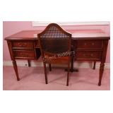 Traditional Executive Writing Desk w Cane Chair