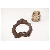 Cast Iron Wall Wreath w Resin Garden Frog