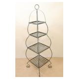 Wrought Iron Mossy Blue Tier Plat Stand