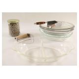 Glass Pie Plates, Clay Weights & Cutter / Server