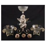 VTG Pedestal Candy Dish, Candle Holder, Birds