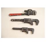 Pipe Clamp and 2 Retro F-Style Adjustable Wrenches