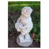 Concrete Cherub Garden Stature Holding Grapes