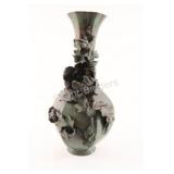 Japanese Lobed Bronze Vase w Applied Relief