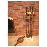 Brass 3 PC Fireplace Set w Bellow