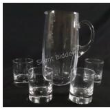 Water Pitcher w Set of Heavy Whiskey Glasses