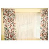 Traditional Jacobean Lined Floral Drapery & Sheers