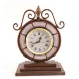 Copper-Finished Metal Scrollwork Mantel Clock