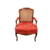 French Louis XV Style Caned Carved Walnut Armchair