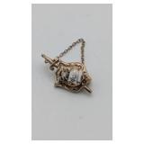 VTG 14K Yellow Gold & Diamond  (F?T) Pin