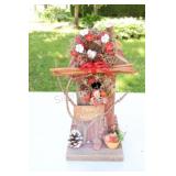 Christmas Wooden Bird House Decor