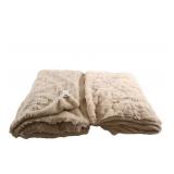 Set of Two Beige Indigo Throw Blankets