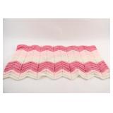 VTG Handmade Crochet Afghan Pink / Cream Blanket