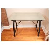 Frosted Glass w Black Metal Leg Desk