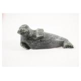 VTG Signed Inuit Soapstone Walrus Carving