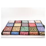 VTG Granny Square Crochet Afghan Throw Blanket.