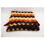 VTG Handmade Crochet Afghan Brown / Yellow Blanket