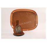 Coppercraft Guild Heavy Tray w Agate Desk Clock