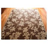 Contemporary Botanical  Mocha / Cream  Area Rug