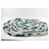 Handcrafted, Oval Circular RAG Green Crochet Rug