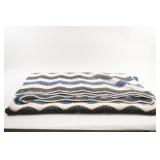 VTG Handmade Crochet Afghan Blue / Gray Blanket