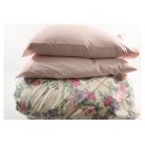 Floral Garden Pattern Comforter w Feather Pillows