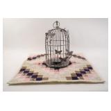 Patch Quilt Square w Metal Candle Bird Cage