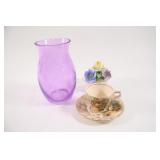 Floral Bouquet by Radford, Purple Vase & Cup Set