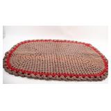 Handcrafted, Ov al Circular RAG Brown Crochet Rug