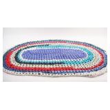 Handcrafted,Oval Circular RAG Colorful Crochet Rug