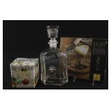 NEW - Glass Decanter w Dip Chiller & Cheese Board