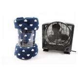 NEW - Plush Throw w Duracraft Electric Fan