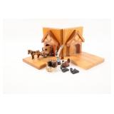 VTG Wooden Folk Art Bookends w Miniatures