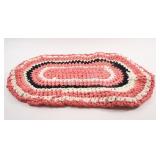 Handcrafted,Oval Circular RAG Pink Crochet Rug