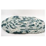 Handcrafted, Oval Circular RAG Green Crochet Rug