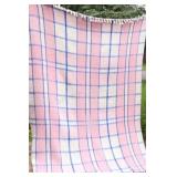 Revisable Pink/Grey Fringe Double Blanket