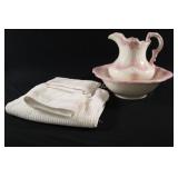 Hand Crafted Pitcher & Basin Set w Towel Set