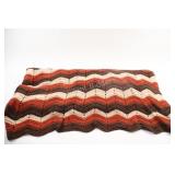 VTG Handmade Crochet Afghan Brown Blanket