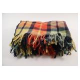 Colorful Plaid Wool Blanket w Fringes