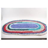 Handcrafted, Oval Circular RAG Colorful Crochet Ru