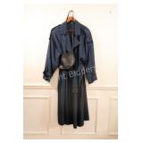 Ladies Navy Blue Long Trench Coat, Size XL