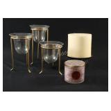 Candle Glass & Metal Holders w NEW Candles