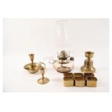 Victorian-Era Glass Finger Lamp w Brass Home Decor