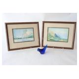 Canadian Winter Theme Watercolors w Blue Birds
