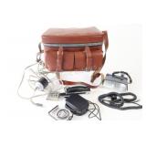 1960's Hard-Case Leather Camera Bag & Equipement