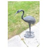 Large Cast Iron Crane Bird Figurine