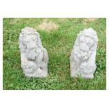 Weathered Concrete Garden Lions Statures